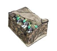 Del mismo modo, bolsa de 12 compartimentos para la caza de patos al aire libre, capacidad, patrón de camuflaje, bolsa de equipo de caza robusta con correas acolchadas, drenaje en el piso y