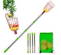 del recolector de manzana con canasta: herramienta telescópica de recolección de frutas coon agarre a prueba de óxido desmontable | Picker extensible liviano para uso de pera, ciruela, limón, alb