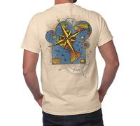 Del Sol Camiseta clásica para hombre, Atlas perdidas, camiseta natural, cambia de negro a colores vibrantes en el sol, 100% algodón peinado, hilado en anillo, jersey fino - Talla S