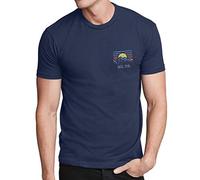 Del Sol Camiseta clásica para hombre Wanderlust, color índigo - Cambia de blanco a colores vibrantes en el sol - 100% algodón peinado, hilado en anillas, ajuste relajado - Talla S