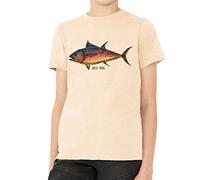 Del Sol Camiseta de tripulación para niños jóvenes - Big Fish, camiseta natural - cambia de negro a colores vibrantes en el sol - 100% algodón peinado hilado, ajuste relajado, jersey fino - Talla YXS