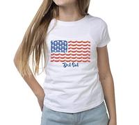 Del Sol Camiseta para mujer, camiseta tropical americana, blanca, cambia de gris a rojo, blanco y azul en el sol, 100% algodón peinado, hilado en anillo, jersey fino, talla XL