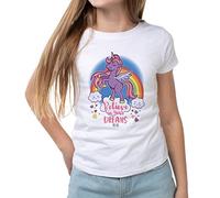 Del Sol Camiseta para niñas jóvenes - Believe, camiseta blanca - Cambios de color rosa y blanco a colores vibrantes en el sol - 100% algodón peinado, hilado en anillo, manga corta - Talla YL