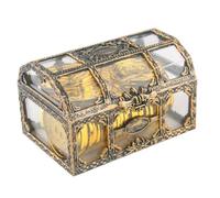 Del Tesoro De Piratas Transparente - Baúl Transparente Para Colección Tesoros De 10,5x8x6,5 cm, Mini Contenedor Portátil Vintage | Clásico Baúl De Pirata Para Objetos De Escena De Hallowe