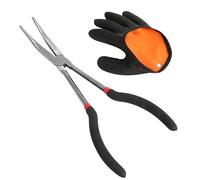 DELAESI Alicates de pesca curvados de 28 cm, desenganche de anzuelos con 1 mano derecha, guantes de pesca largos, accesorios de pesca para la captura de peces depredadores