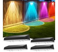 Delaiglow Aplique Pared Exterior Solar 7 Colores | Pack 4 Luces Solares Impermeables con RGB y Luz Automática para Jardín, Terraza o Balcón
