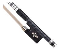 Delaman Arco de violín de fibra de carbono 4/4, palo redondo de fibra de carbono trenzada, exquisita crin de caballo, rana de ébano, diseño ligero, acories de violín de calidad profesional