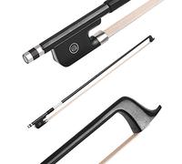 Delaman Arco de violonchelo 4/4, palo redondo de fibra de carbono bien equilibrado, rana de ébano, crin de caballo blanco, piezas de violonchelo, herramienta musical para instrumentos de cuerda