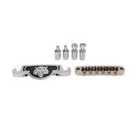 Delaman Puente de sillín de rodillo, cordal de puente de guitarra, sillín de rodillo, altura ajustable, soporte de puente dorado para guitarra eléctrica, diseño, fácil instalación