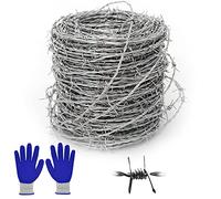 Delamiya Alambre de púas de 1,6 mm x 10 m, 4 puntos de alambre de púas, rollo de alambre de púas galvanizado, fuerte y flexible para balcón, jardín o manualidades, 10 metros