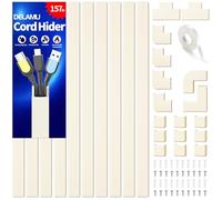 Delamu 4M Canaletas para Cables Autoadhesivas, Cable Management, Organizador Cables para TV, PC y Oficina - Cubre Cables, Fácil Instalación en Pared, 10 Piezas, L400mm x W24mm x H14mm, Beige