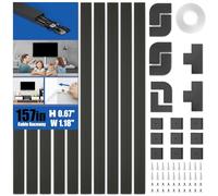 Delamu 4M Canaletas para Cables Autoadhesivas, Cable Management, Organizador Cables para TV, PC y Oficina - Cubre Cables, Fácil Instalación en Pared, 10 Piezas, L400mm x W30mm x H17mm, Negro