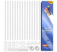 Delamu Canaleta de cable eléctrico, cubierta de cable 4M para pared, canaleta de cable autoadhesiva, gestión de cables para ocultar 2-3 cables de alimentación en el hogar, 15X L400mm, W30mm, H17mm