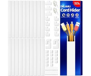 Delamu Ocultador de cables de TV, 800 cm para 3-4 cables en la pared, canaletas grandes para cables, canaletas para cables de TV para pared, 39,9 cm de largo x 3 cm de ancho x 1,5 cm de alto, color