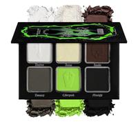 DE'LANCI Paleta de Sombras Góticas Veganas - 6 Tonos Mezclables (Negro/Verde Lima/Gris) Mate y Brillante - Maquillaje Halloween para Zombi, Bruja, Monstruo, Payaso