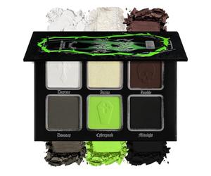 DE'LANCI Paleta de Sombras Góticas Veganas - 6 Tonos Mezclables (Negro/Verde Lima/Gris) Mate y Brillante - Maquillaje Halloween para Zombi, Bruja, Monstruo, Payaso