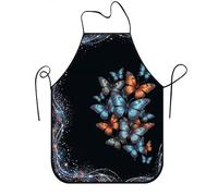 Delantal artístico de mariposas negras para cocinar, delantal de cocina moderno con patrón de galaxia para barbacoa, parrilla, jardinería y chef, Negro, 24x31 Inch