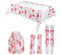 Delantal aterrador de Halloween con guantes ensangrentados y mantel, ideal para fiestas de Halloween