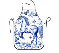 Delantal azul floral para cocinar, elegante diseño vintage de mariposas, delantal de cocina para barbacoa, jardinería, chef, trabajo, Azul, 24x31 Inch