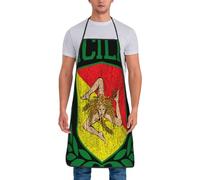 Delantal Barbacoa Bandera Siciliana En Escudo Con Laureles Unisex Delantal De Chef Con Tirantes Tablier De Nettoyage Para Trabajo Bbq Mujer 52X72Cm