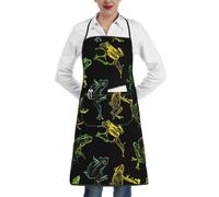 Delantal Barbacoa Divertido Dibujo De Rana Verde Con Tirantes Profesional Delantal Ajustable Delantales De Cocina Para Cocinar Pintor Mujer 52X72Cm