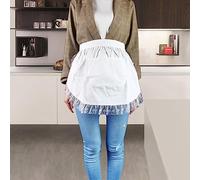 Delantal Blanco, Delantal para Mujer Delantal de Cintura con Algodón 72,8 X 16,5 Pulgadas Algodón Encaje de Sirvienta para Bar y Cocina