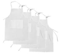 Delantal blanco para niños de 4 piezas, delantal de cocina para niños, juego de delantal para pintar, delantal ajustable para niños con 2 bolsillos para cocinar, hornear y pintar (46 * 62 cm)