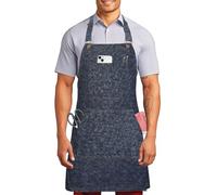 Delantal Chef de Denim de Algodón para Hombres Mujeres, Ajustable Delantal de Trabajo Jean con Espalda Cruzada, Grandes Bolsillos, Correas Removibles para Cocina, BBQ, Barista Restaurante Reparación