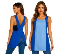 Delantal Cocina Mujer , Bata Trabajo Mujer, Babi Escolar Infantil, Resistente al agua y manchas.Cruzado, Delantales Originales con 2 Bolsillos, Bata Maestra, Babis Maestra, Bicolor. (AZUL 13/15)