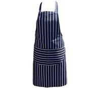 Delantal Cocina Profesional Azul/blanco - 93x69cm | 100% Algodón Con Bolsillos | Ajustable Para Hombre Y Mujer | Delantal Chef Para Barbacoa, Repostería Y Carnicero | Delantal Masterchef