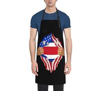 Delantal Cocinade Bandera De Costa Rica Rasgada A Mano Trabajo Delantal con Bolsillos Divertidos Cocinero Delantale, para Jardín, Cumpleaños, Café, 52x72cm