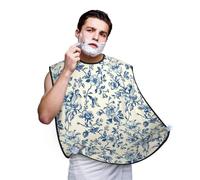 Delantal con babero para barba para hombre, recogedor de pelo de barba floral azul vintage para fregadero, capa antiadherente para afeitar, accesorios para hombre con 2 ventosas
