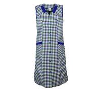 Delantal con botones para mujer, tejido mixto, a cuadros, sin brazo, delantal de cocina, Diseño 1, 58