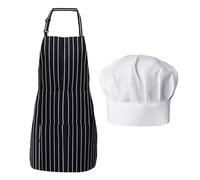 Delantal Con Cuello Halter De 1 Pieza Con Gorro De Chef De 1 Pieza, Delantal Para Hornear, Delantal Antiincrustante Con Cuello Halter, Delantal De Chef, Adecuado Para El Hogar, Cafetería, Restaurante