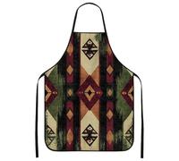 Delantal con estampado geométrico para cocinar, delantal de cocina con patrón artesanal para barbacoa, jardinería y uso doméstico, estilo rústico de decoración de otoño, Varios colores, 24x31 Inch
