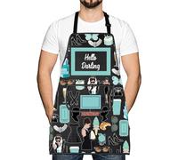 Delantal con texto en inglés "Hello Darling Midcentury" para fiesta temática, despedida de soltera, cocina, desayuno, fin de semana, regalo, Hello Darling, 73*68cm
