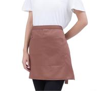 Delantal corto para hombre y mujer con lazo en la cintura para restaurante occidental, cafetería, cocina y chef, elegante y funcional con tela de fácil cuidado (café profundo)