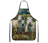 Delantal de animales de granja para cocinar, delantal de cocina rústica de retazos de ovejas para adultos, delantal lavable para asar a la parrilla, Varios colores, 24x31 Inch