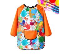 Delantal de arte para - Blusa de pintura impermeable, abrigo divertido con para niños pequeños, artesanal de manga larga | Protección de actividades sin líos para escribir, Naranja
