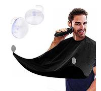 Delantal de barba, capa de afeitado, babero de afeitar, delantal para hombre, capa de afeitado para cabello, barba recuperadora de pelo, con 2 ventosas adhesivas, negro
