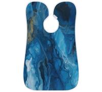 Delantal de barba para hombre, babero para afeitarse, capa antiadherente para barba con 2 ventosas, regalos para papá, marido, novio, textura de mármol azul acuarela