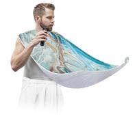 Delantal de barba para hombre, babero para afeitarse, capa antiadherente para barba con 2 ventosas, regalos para papá, marido, novio, textura de mármol azul