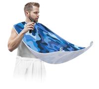 Delantal de barba para hombre, babero para afeitarse, capa antiadherente para barba con 2 ventosas, regalos para papá, marido, novio, camuflaje azul y negro