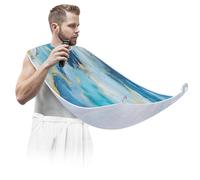 Delantal de barba para hombre, babero para afeitarse, capa antiadherente para barba con 2 ventosas, regalos para papá, marido, novio, patrón de mármol azul dorado