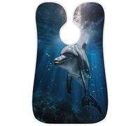 Delantal de barba para hombre, babero para afeitarse, capa antiadherente para barba con 2 ventosas, regalos para papá, marido, novio, pez delfín azul marino