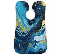 Delantal de barba para hombre, babero para afeitarse, capa antiadherente para barba con 2 ventosas, regalos para papá, marido, novio, textura de mármol azul dorado