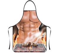 Delantal de barbacoa para hombre, diseño divertido de "Parrillero musculoso", 80 x 60 cm, poliéster impermeable - Regalo divertido para cocinar y hacer barbacoas (A)