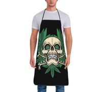 Delantal De Chef Calavera Cannabis Marihuana Con Tirantes Delantal De Trabajo Ajustable Delantales De Cocina Para Trabajo Bbq Hogar 52X72Cm