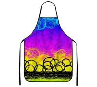 Delantal de círculos abstractos, delantal de cocina colorido vibrante para cocinar, barbacoa, jardinería, trabajo festivo de chef de verano, Varios colores, 24x31 Inch