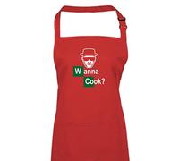 Delantal de cocina, Breaking Bad White cook Wanna cook, Chemistry Walter, culto - Rojo, 72 cm x 86 cm
